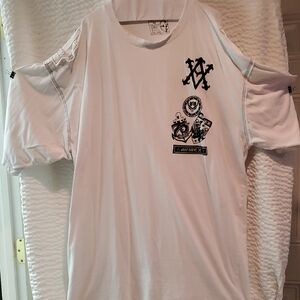 Avirex White Short Sleeve Tee with Black Graphic Design